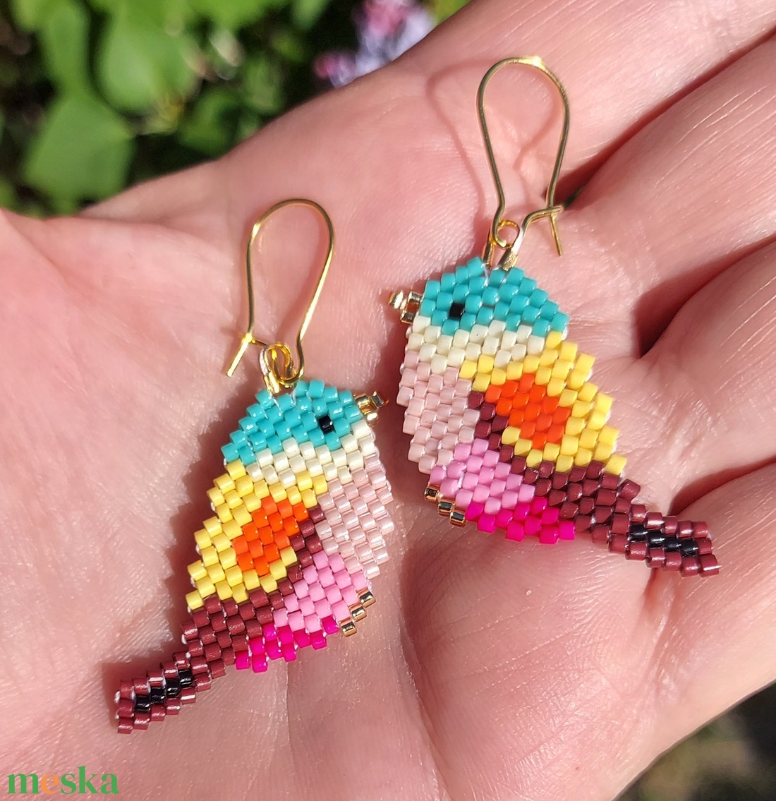 Madárka gyöngyfülbevaló  - ékszer - fülbevaló - lógó fülbevaló - Meska.hu