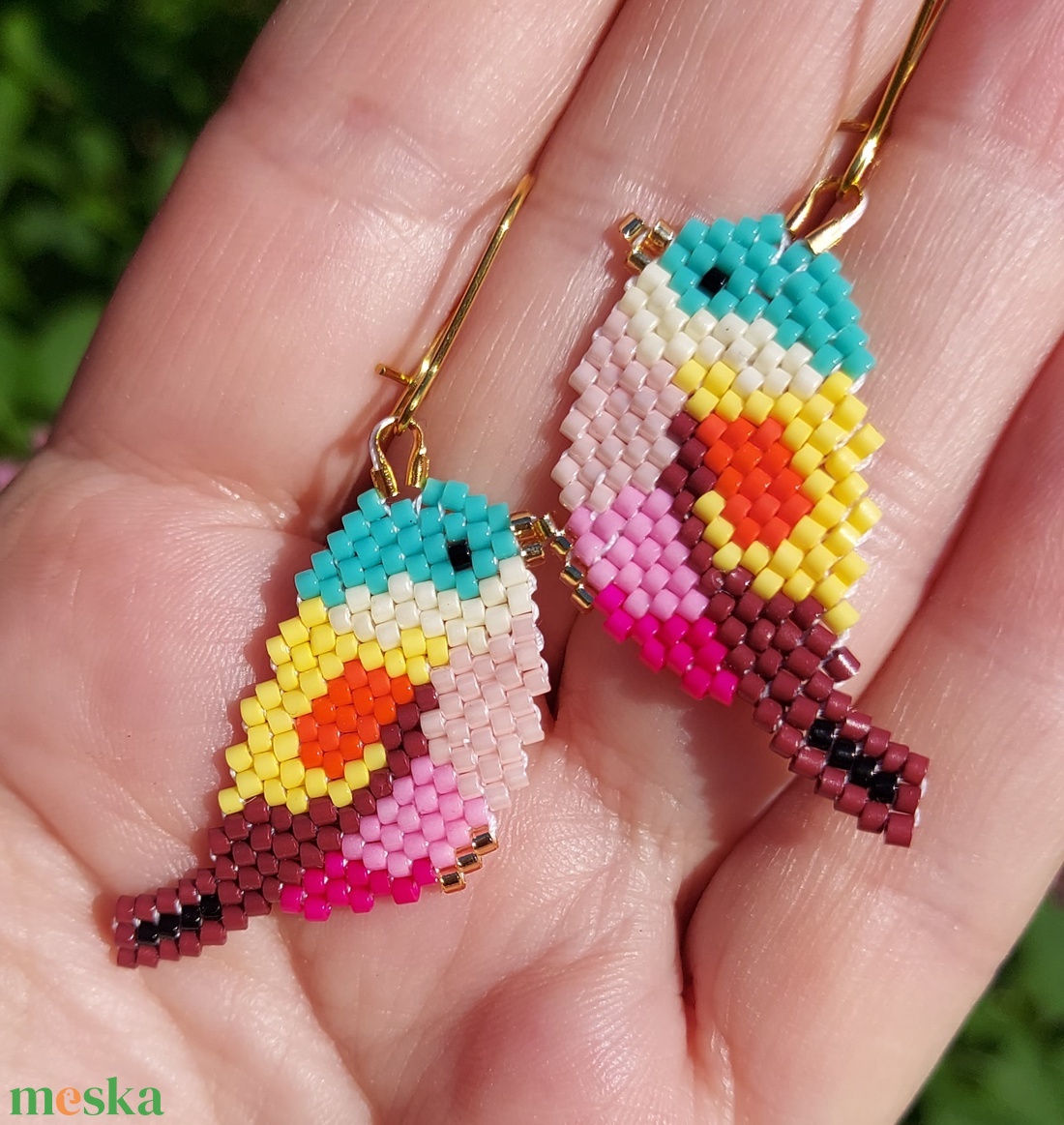 Madárka gyöngyfülbevaló  - ékszer - fülbevaló - lógó fülbevaló - Meska.hu