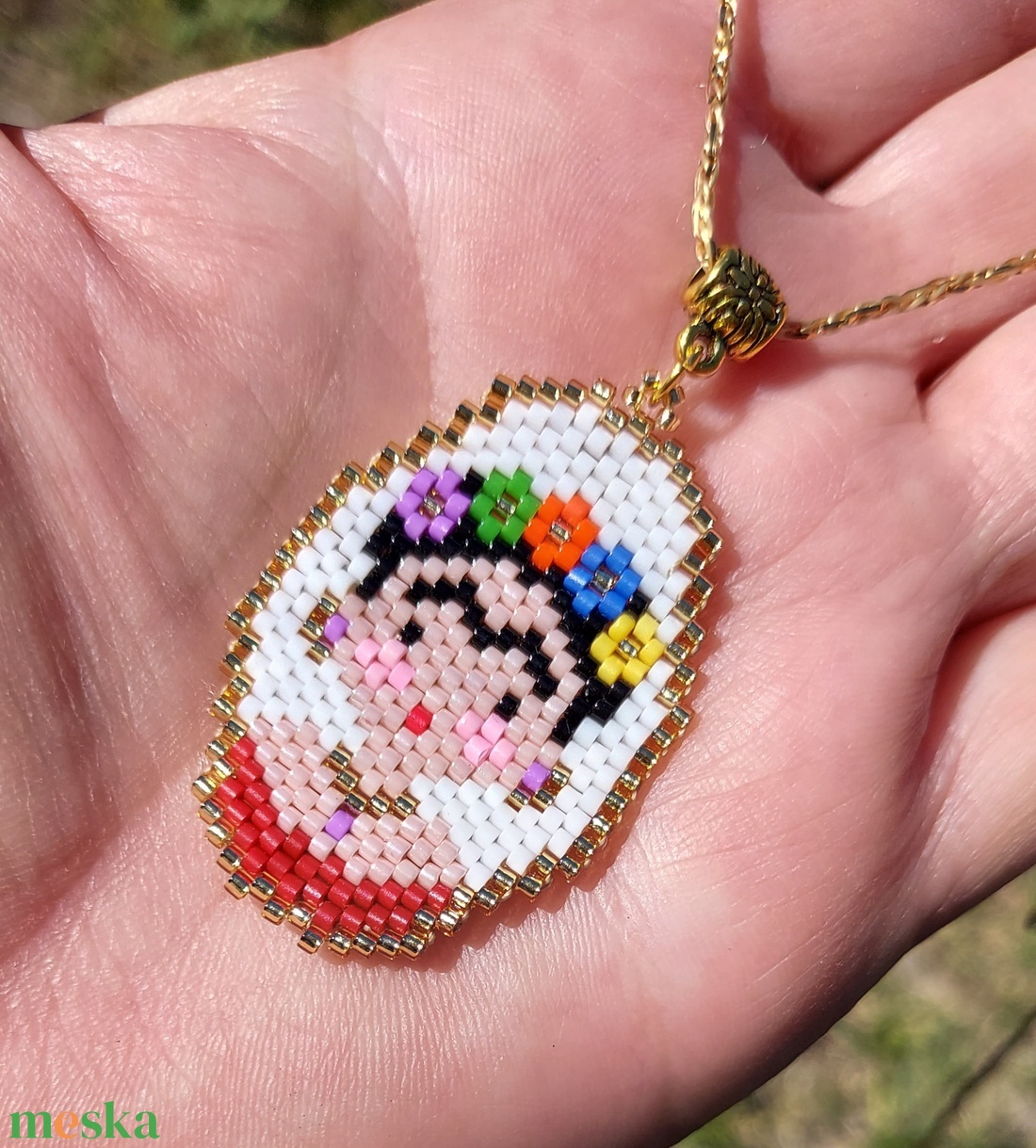 Frida Kahlo gyöngy nyaklánc  - ékszer - nyaklánc - gyöngyös nyaklánc - Meska.hu