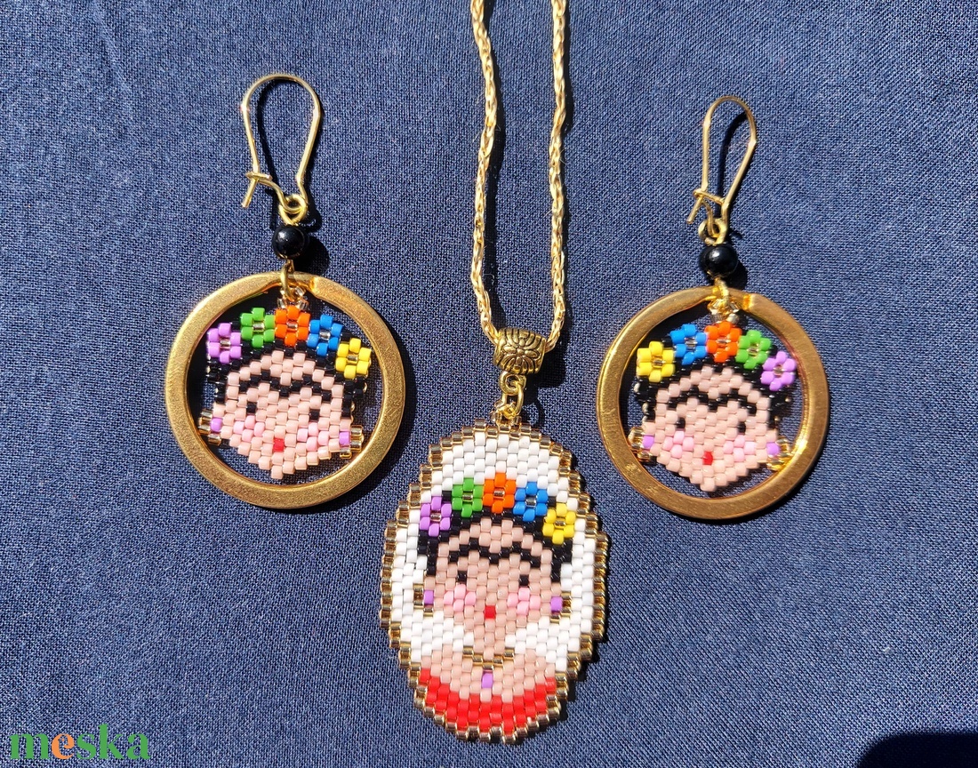 Frida Kahlo gyöngy nyaklánc  - ékszer - nyaklánc - gyöngyös nyaklánc - Meska.hu