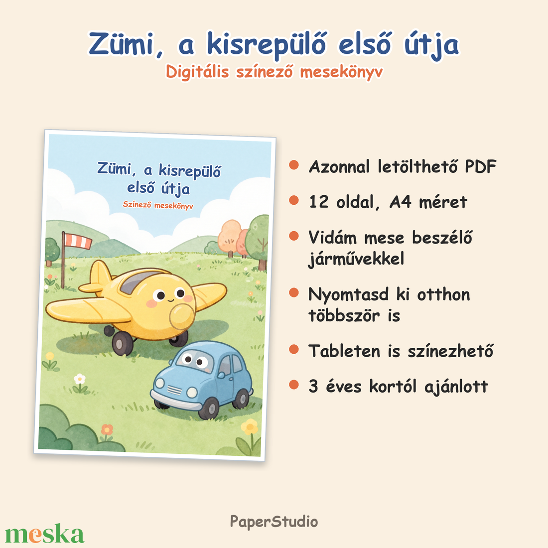 Zümi, a kisrepülő első útja - Színező mesekönyv - otthon & életmód - papír, írószer - színező - Meska.hu