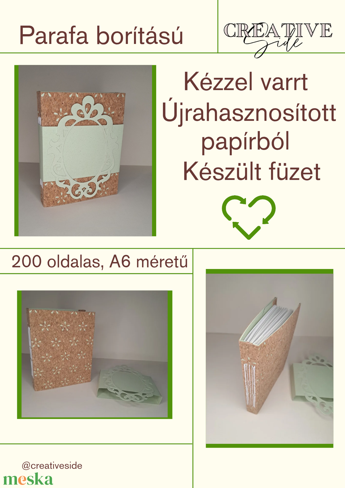 Parafa borítású füzet, A6, újrahasznosított papírból - otthon & életmód - papír, írószer - jegyzetfüzet & napló - Meska.hu Parafa borítású füzet, A6, újrahasznosított papírból - otthon & életmód - papír, írószer - jegyzetfüzet & napló - Meska.hu