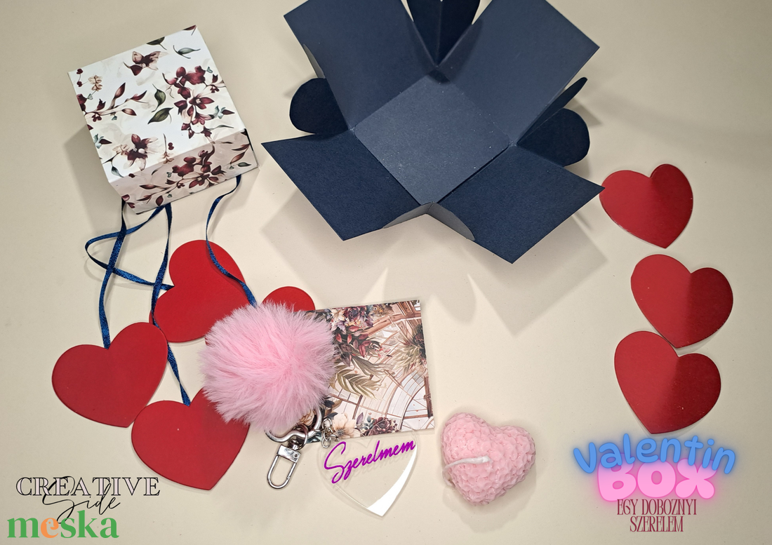 Valentin Box, meglepetéssel - Egy doboznyi Szerelem - Kék - otthon & életmód - gyertya, illat, aroma - gyertya - Meska.hu