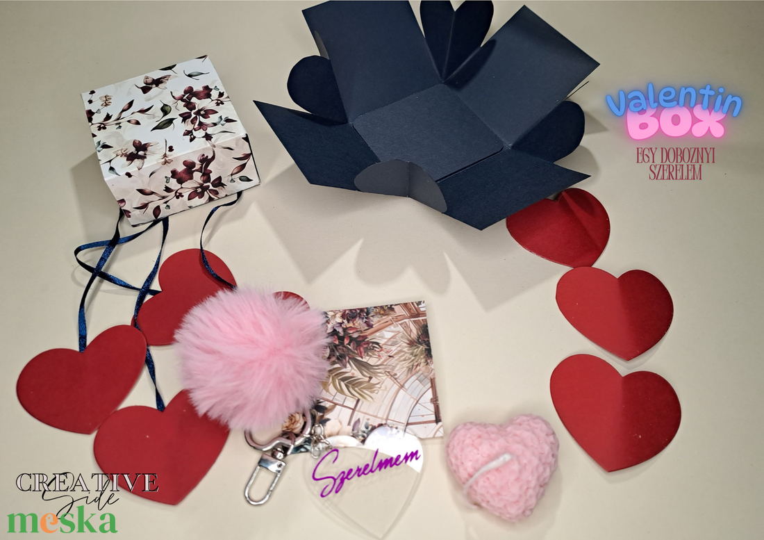 Valentin Box, meglepetéssel - Egy doboznyi Szerelem - Kék - otthon & életmód - gyertya, illat, aroma - gyertya - Meska.hu