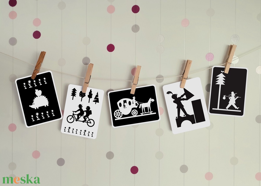 Hetedhét mesék - fejlesztő kontraszt kártya csomag babáknak - baba - mama - babaszoba dekoráció - babaszoba kép - Meska.hu