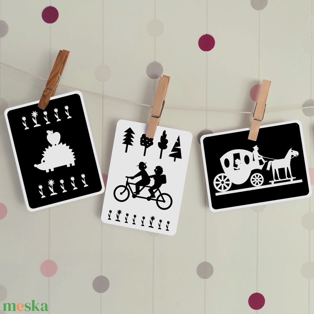 Hetedhét mesék - fejlesztő kontraszt kártya csomag babáknak - baba - mama - babaszoba dekoráció - babaszoba kép - Meska.hu