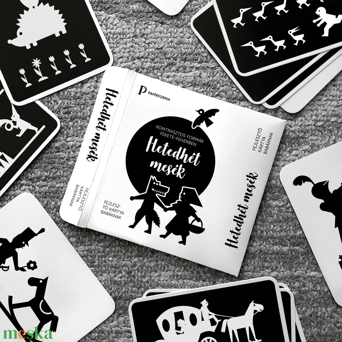 Hetedhét mesék - fejlesztő kontraszt kártya csomag babáknak - baba - mama - babaszoba dekoráció - babaszoba kép - Meska.hu