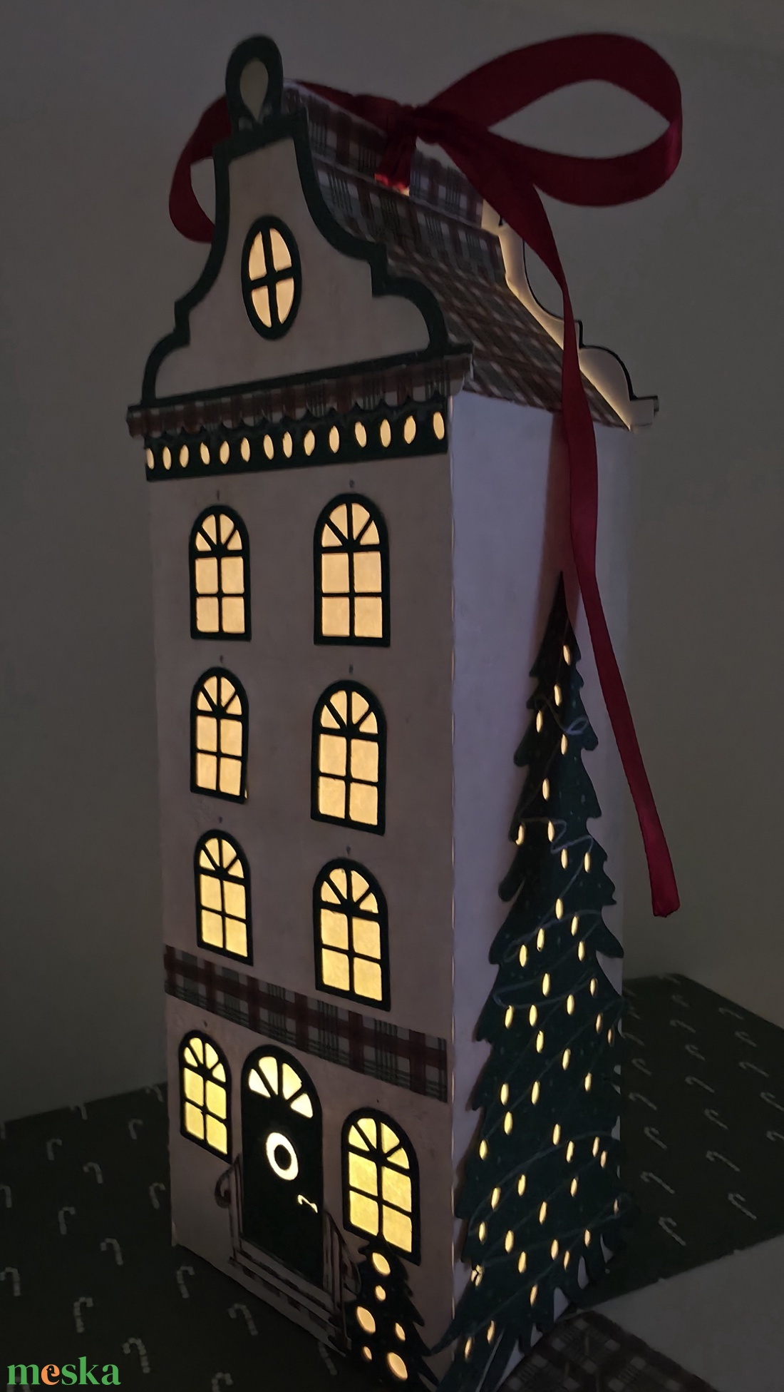 Holland ház lámpás és doboz - karácsony - karácsonyi lakásdekoráció - karácsonyi fénydekoráció - Meska.hu