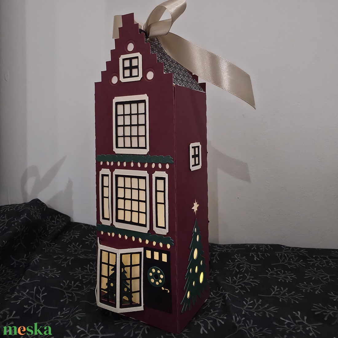 Holland ház lámpás (lépcsőzetes) - karácsony - karácsonyi lakásdekoráció - karácsonyi falu, házikó - Meska.hu