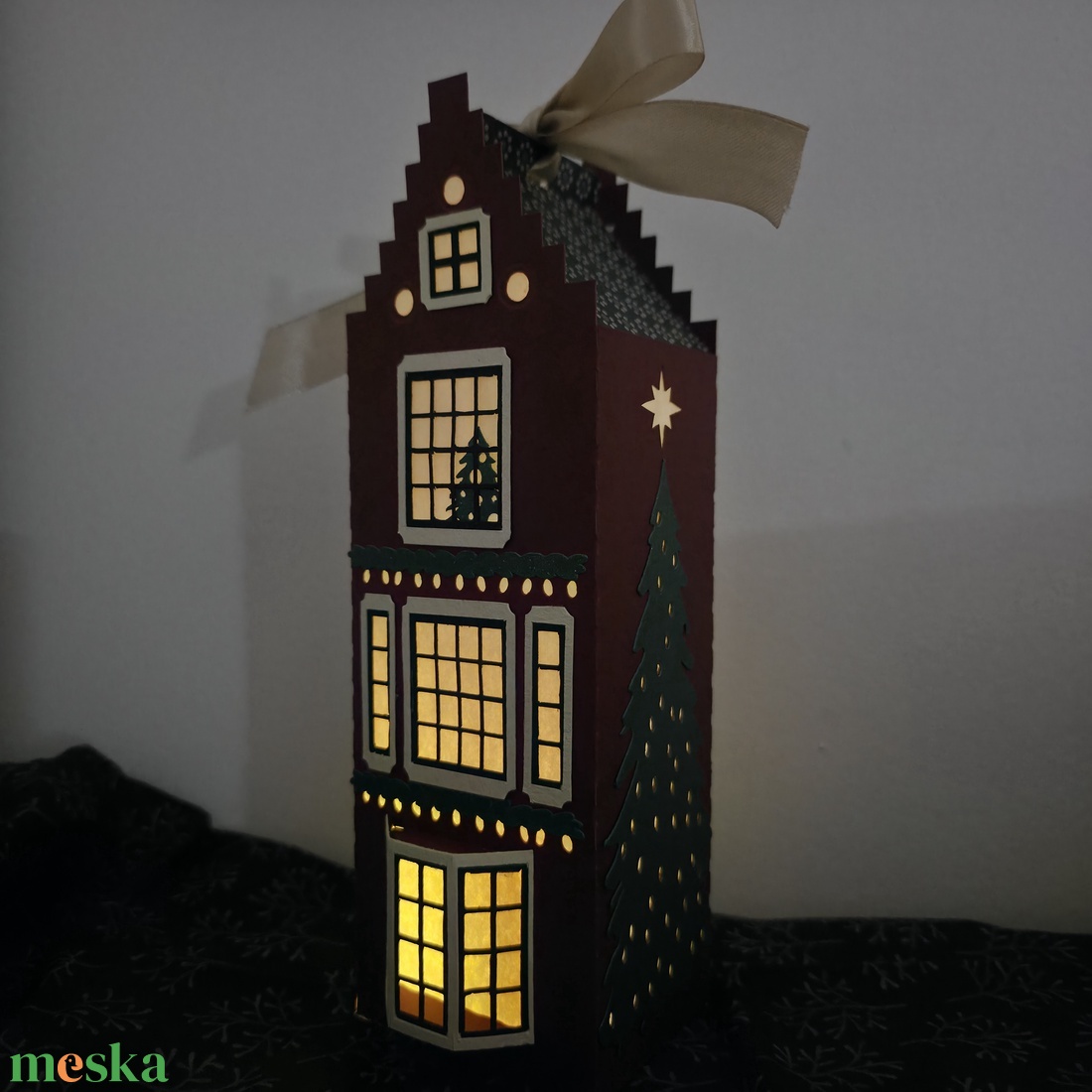 Holland ház lámpás (lépcsőzetes) - karácsony - karácsonyi lakásdekoráció - karácsonyi falu, házikó - Meska.hu