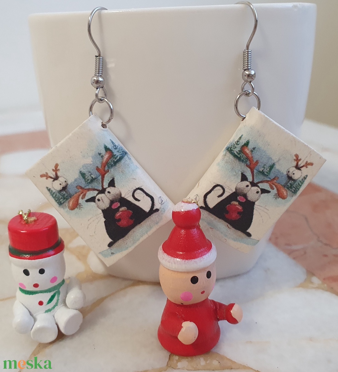 Karácsonyi fülbevaló  - ékszer - fülbevaló - lógó fülbevaló - Meska.hu