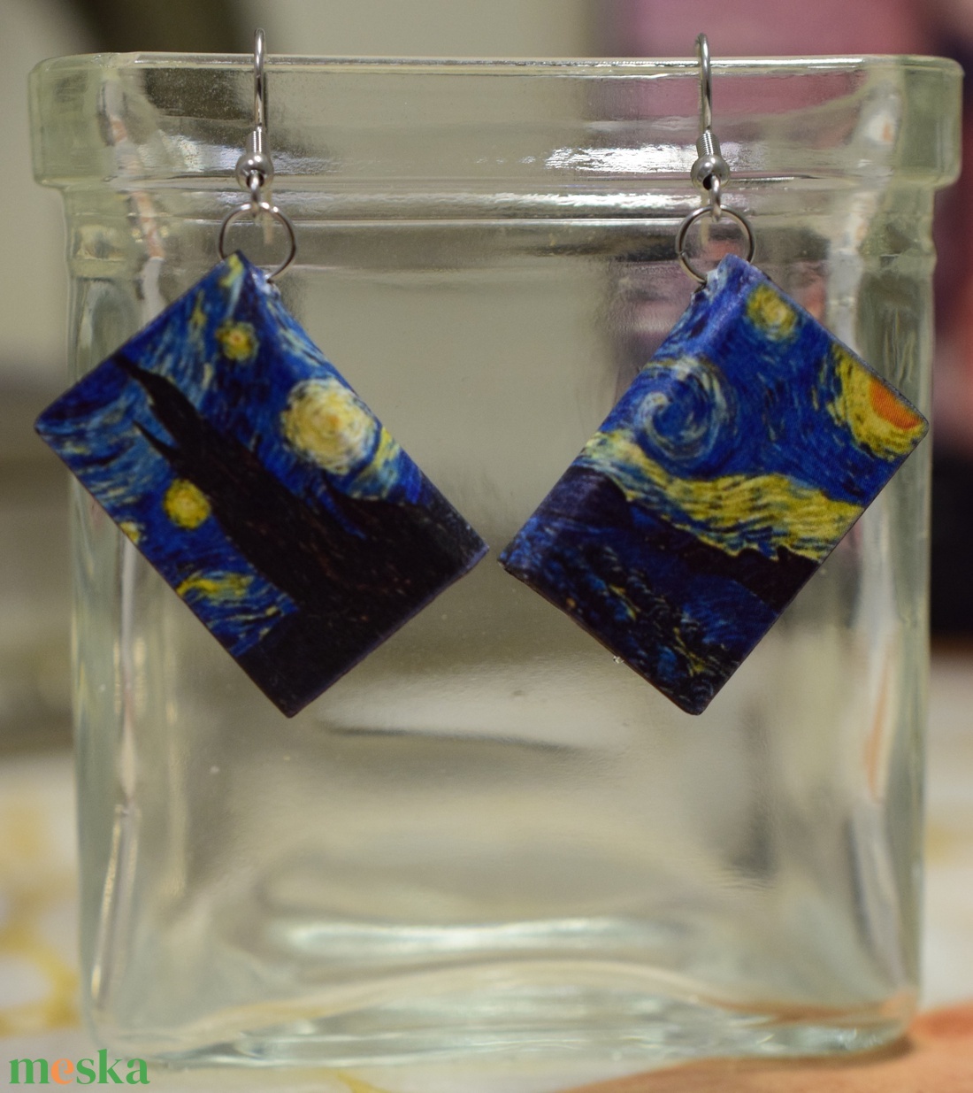 Könyv fülbevaló (csillagos éj) - ékszer - fülbevaló - lógó fülbevaló - Meska.hu