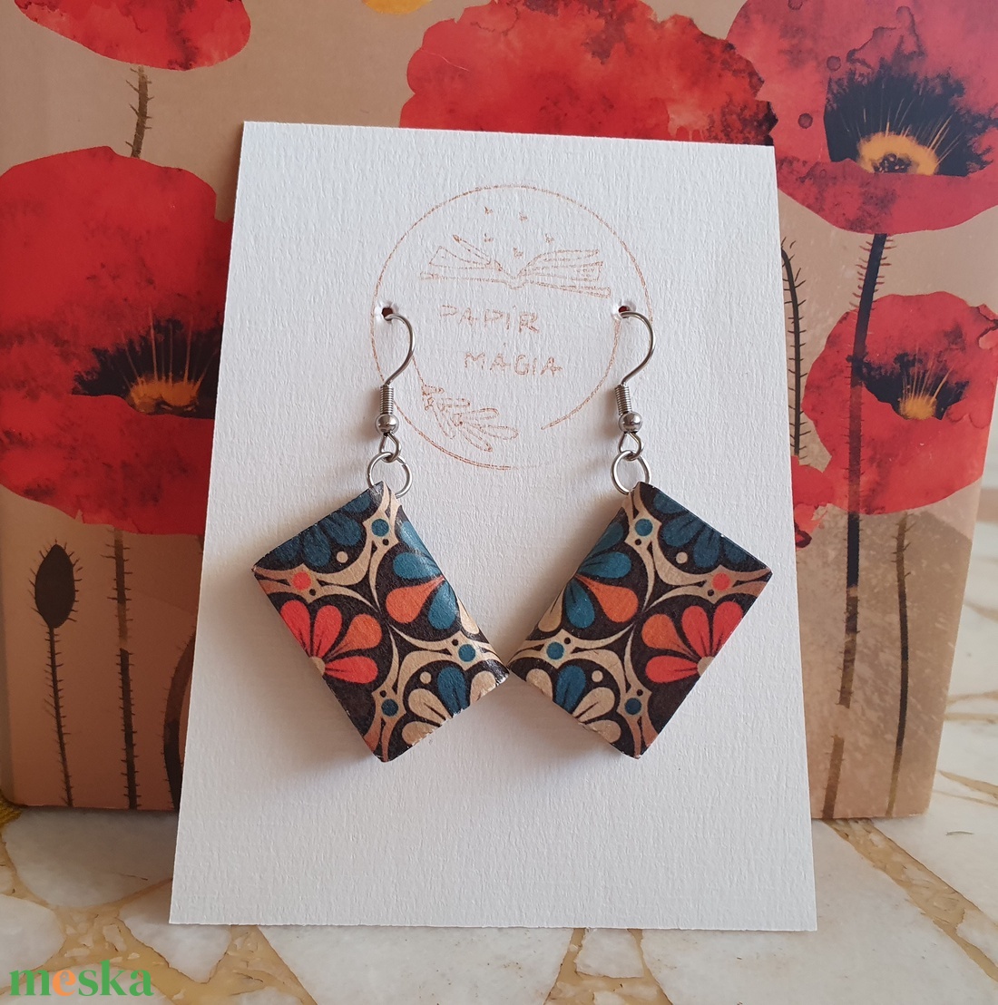 Könyv fülbevaló  - ékszer - fülbevaló - lógó fülbevaló - Meska.hu