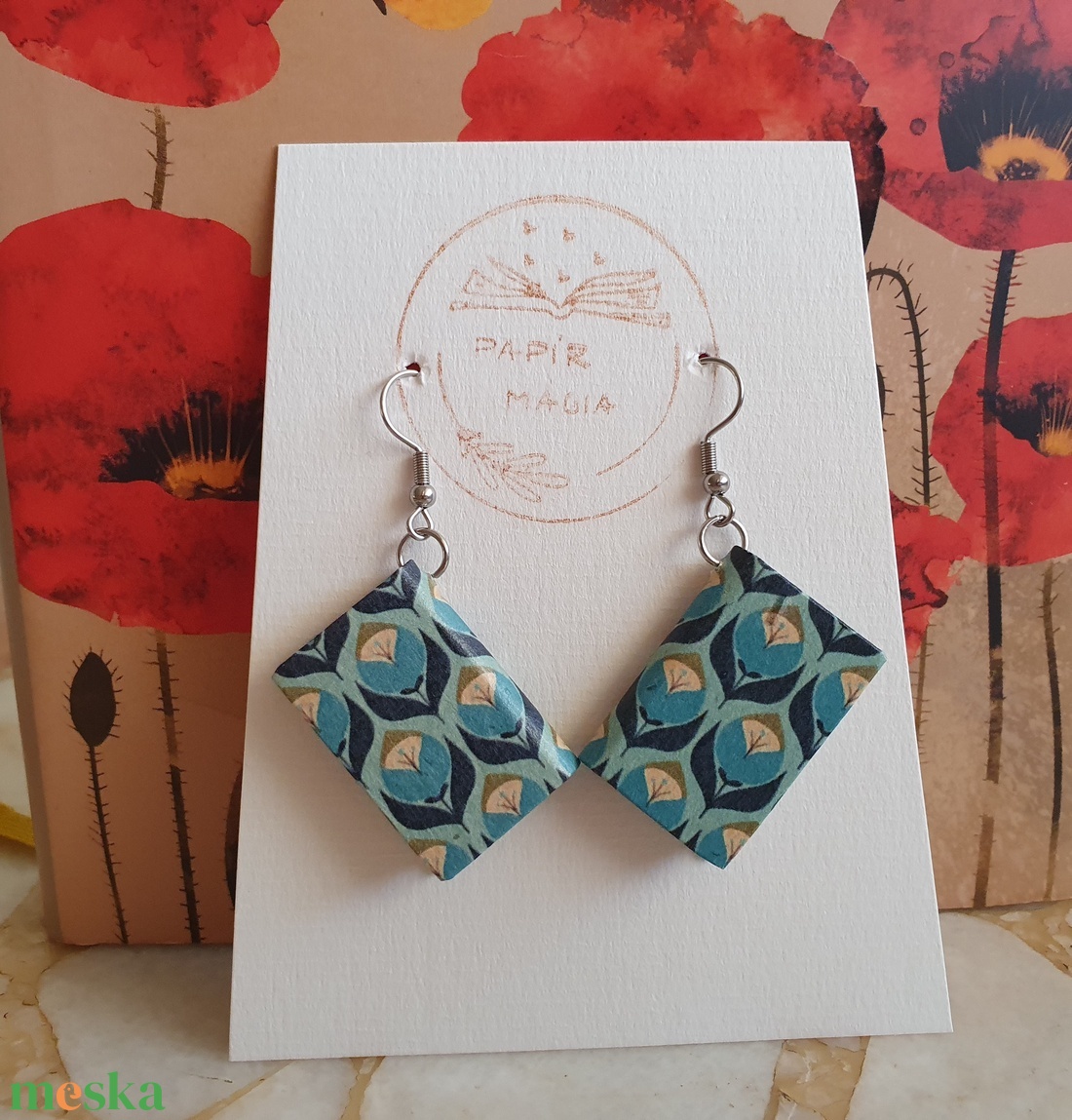 Könyv fülbevaló  - ékszer - fülbevaló - lógó fülbevaló - Meska.hu