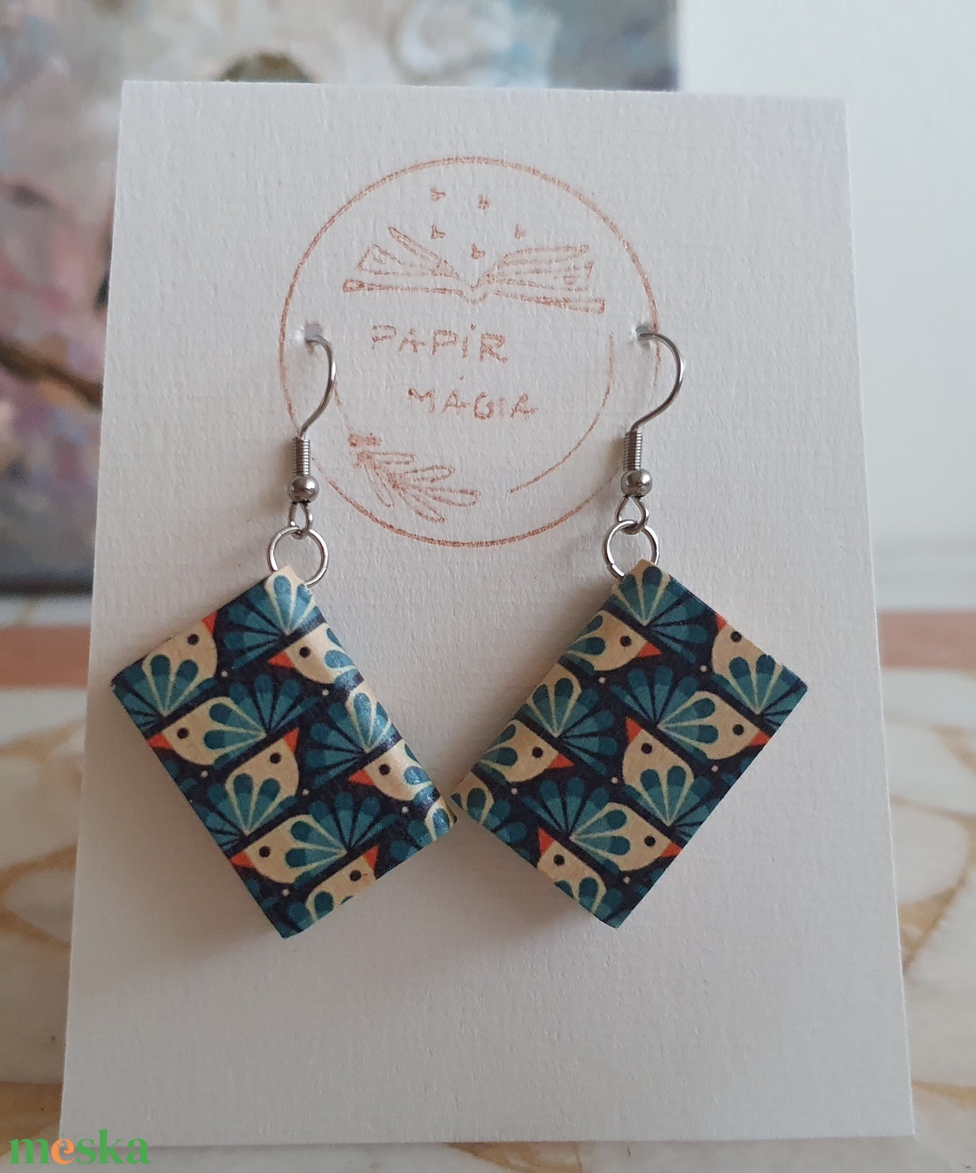 Könyv fülbevaló (madras) - ékszer - fülbevaló - lógó fülbevaló - Meska.hu