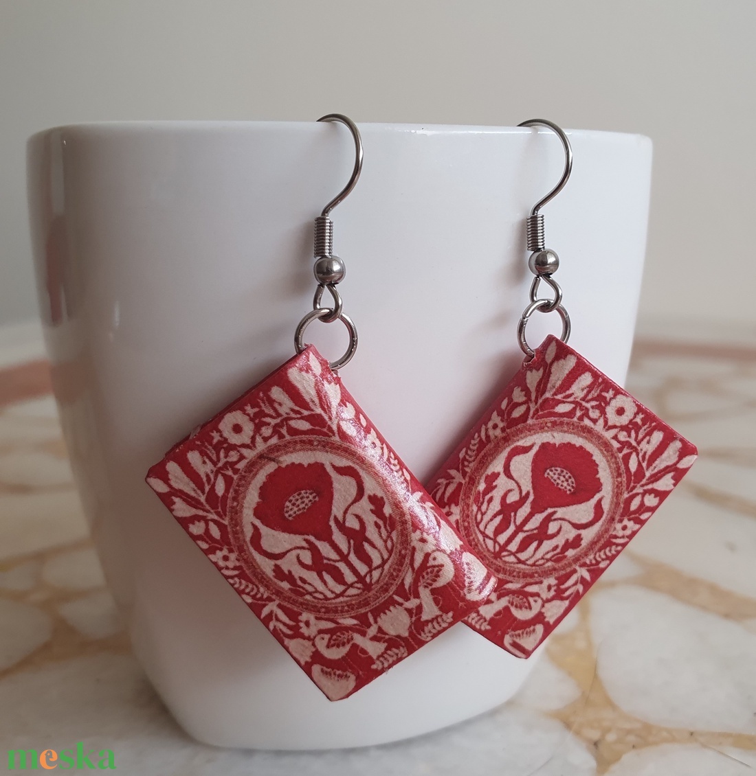 Könyv fülbevaló  - ékszer - fülbevaló - lógó fülbevaló - Meska.hu