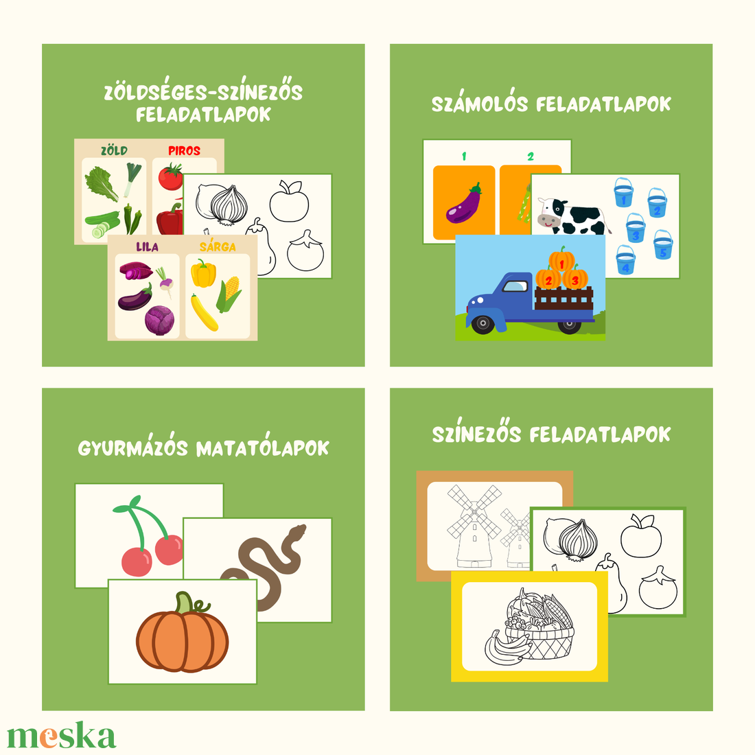A TERMÉSZET SZERETETE foglalkoztató (digitális, nyomtatható) / 36 oldalas / 3-5 éves gyermekeknek - művészet - grafika & illusztráció - digitális - Meska.hu