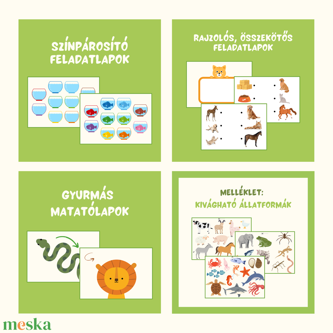 ÁLLATOS foglalkoztató (digitális, nyomtatható) / 35 oldalas / 3-5 éves gyermekeknek - művészet - grafika & illusztráció - digitális - Meska.hu