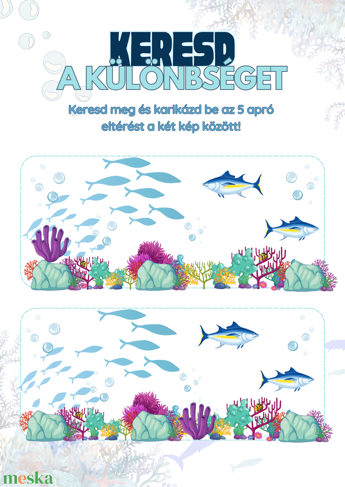 Tengeri Felfedezők Foglalkoztató Füzet Gyerekeknek - Nyomtatható Kreatív Játékok és Színezők, Azonnal letölthető PDF - művészet - grafika & illusztráció - digitális - Meska.hu