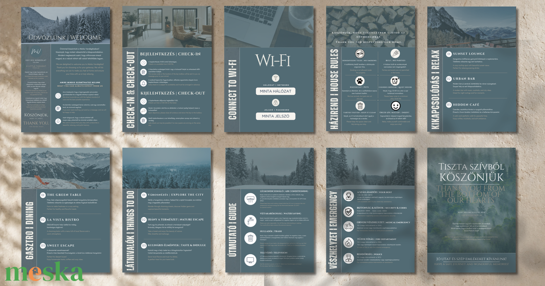 Kétnyelvű Airbnb és Vendégház Információs Füzet - Elegáns Erdei Stílus - művészet - grafika & illusztráció - digitális - Meska.hu