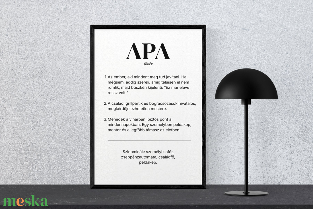 Nyomtatható APA szótár poszter, egyedi falikép digitális sablon � Apák napi ajándék, születésnapra - otthon & életmód - dekoráció - kép & falikép - poszter - Meska.hu