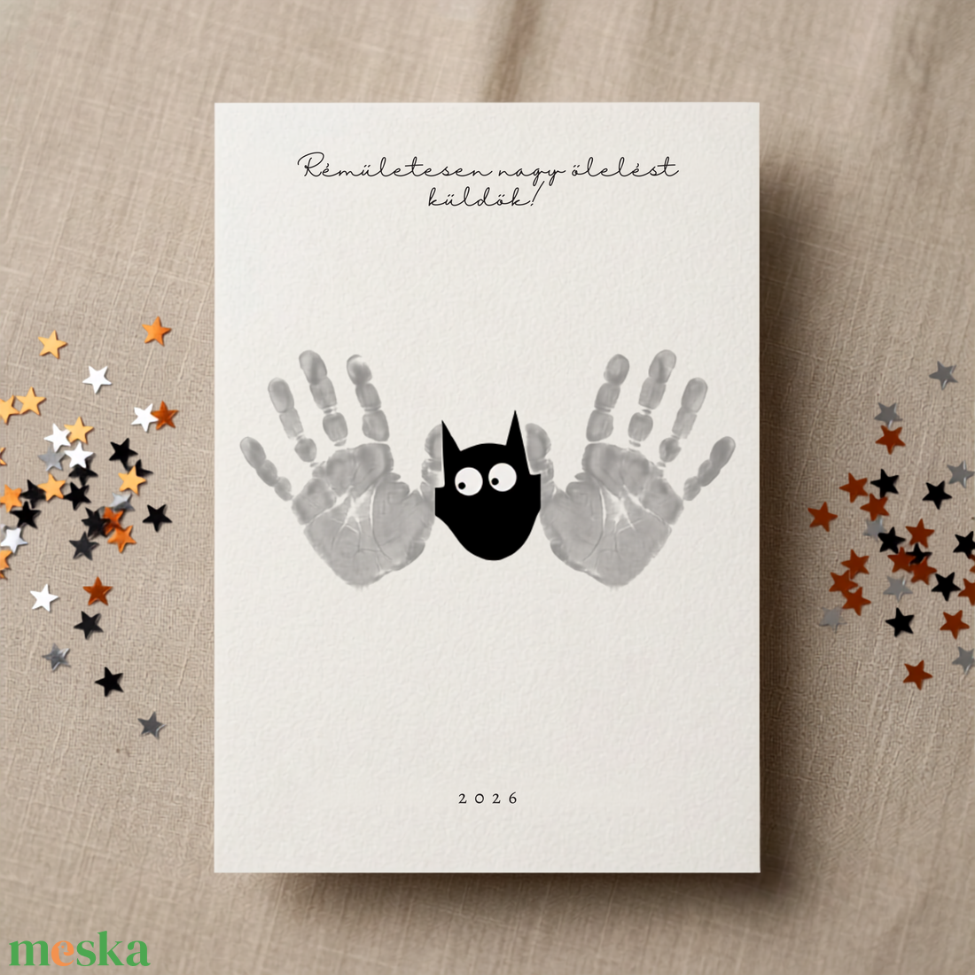 Nyomtatható halloweeni baba lábnyomat emléklap, kézlenyomatos gyerekszoba dekoráció, digitális csomag - baba - mama - babaemlékek - baba emlékőrző - Meska.hu