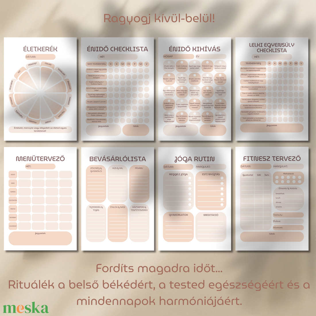 Ragyogj kívül-belül! - Énidő, Fitness és Önismereti Csomag, nyomtatható tervező - otthon & életmód - papír, írószer - naptár & tervező - Meska.hu