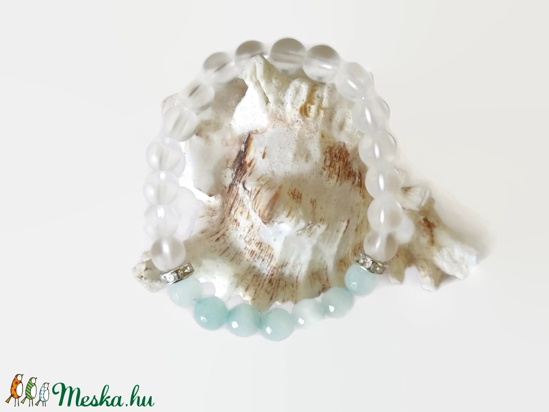 Matt hegyikristály - fazettált amazonit ásvány karkötő  -  - Meska.hu