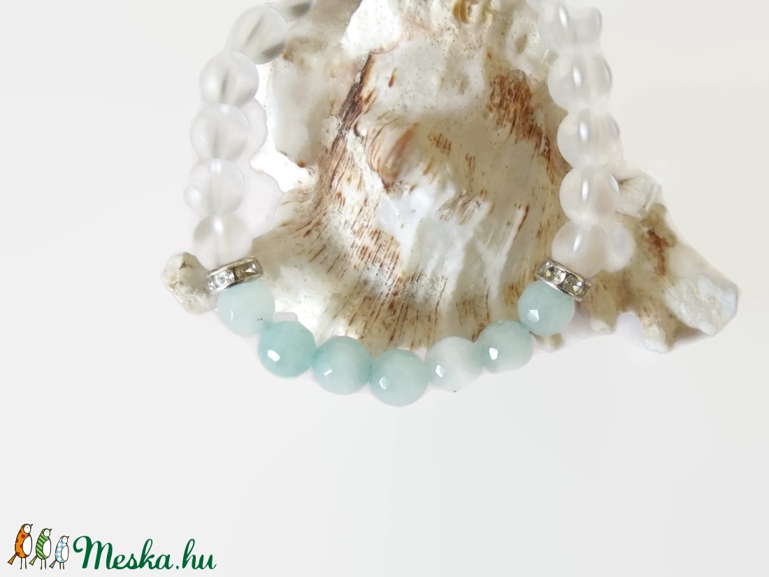 Matt hegyikristály - fazettált amazonit ásvány karkötő  -  - Meska.hu