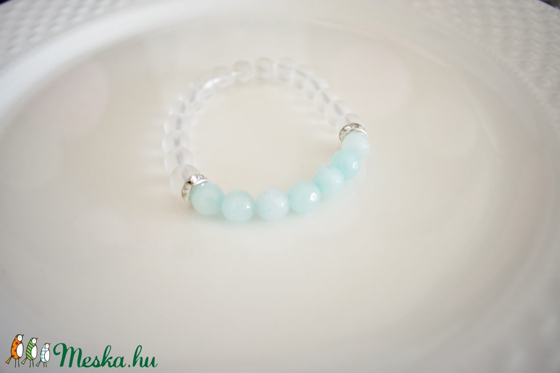 Matt hegyikristály - fazettált amazonit ásvány karkötő  -  - Meska.hu