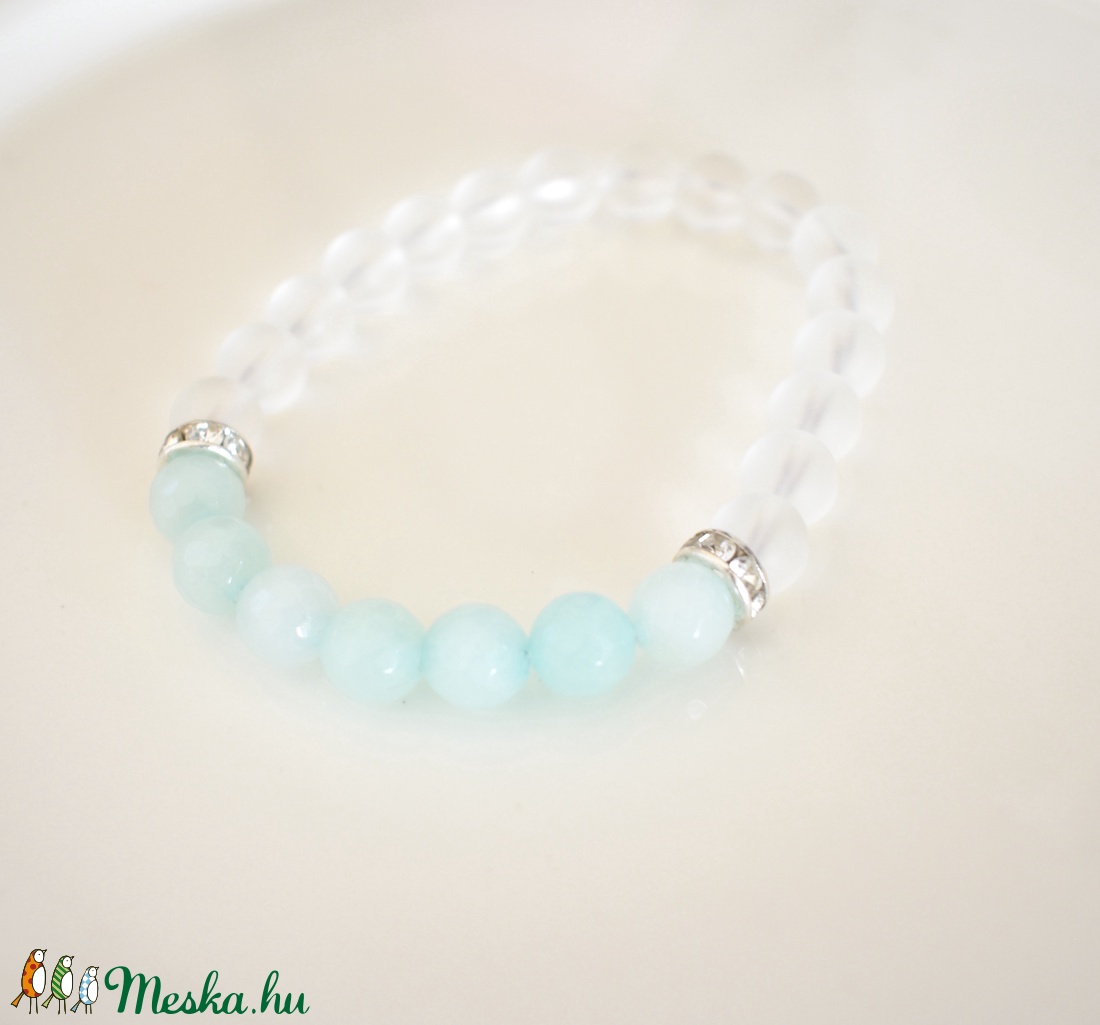 Matt hegyikristály - fazettált amazonit ásvány karkötő  -  - Meska.hu