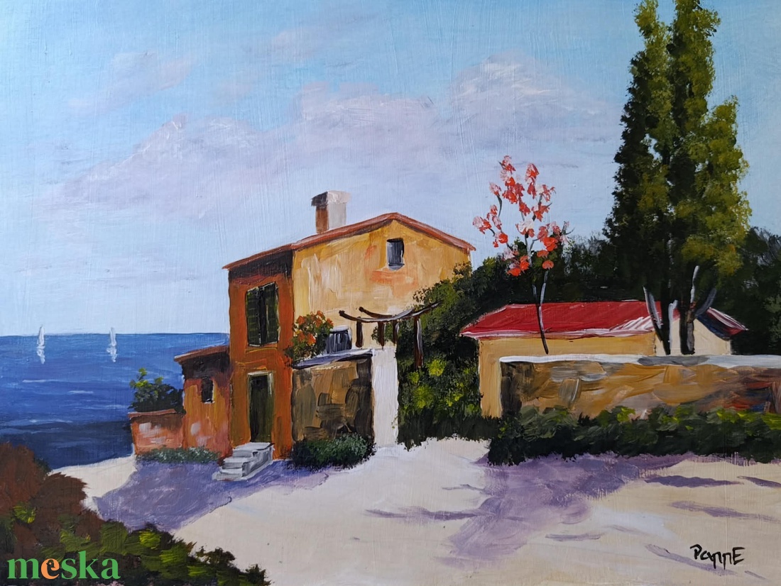 Mediterrán menedék című festmény - művészet - festmény - akril - Meska.hu