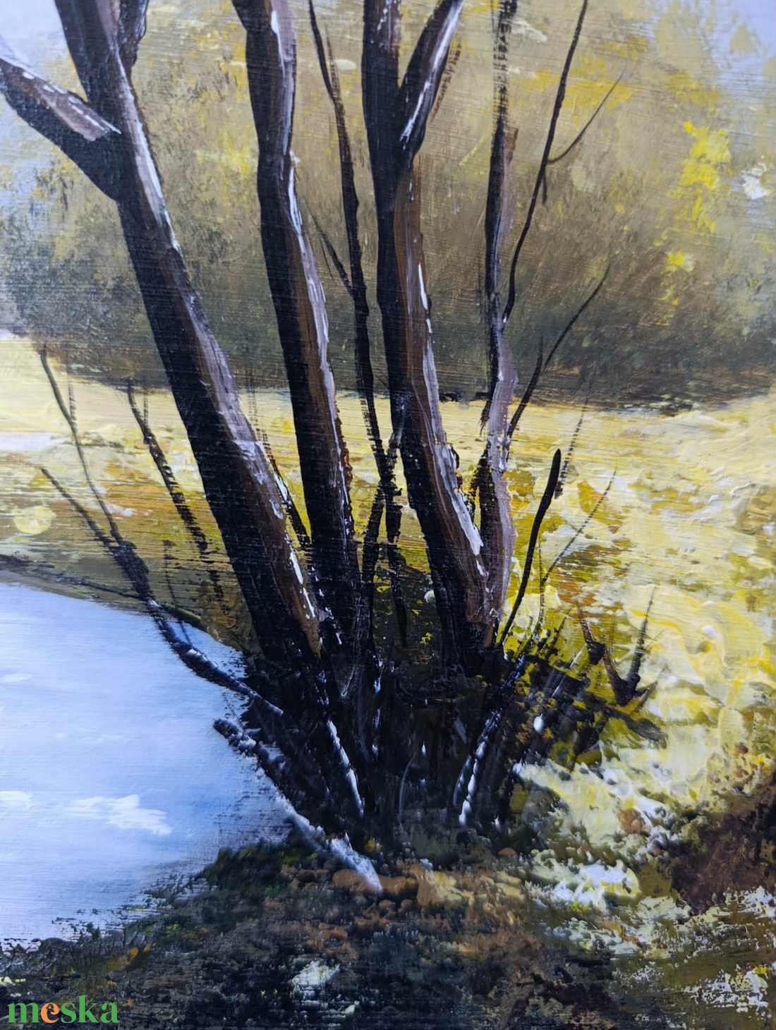 Csupasz ágak fénylő vizek felett című festmény - művészet - festmény - akril - Meska.hu