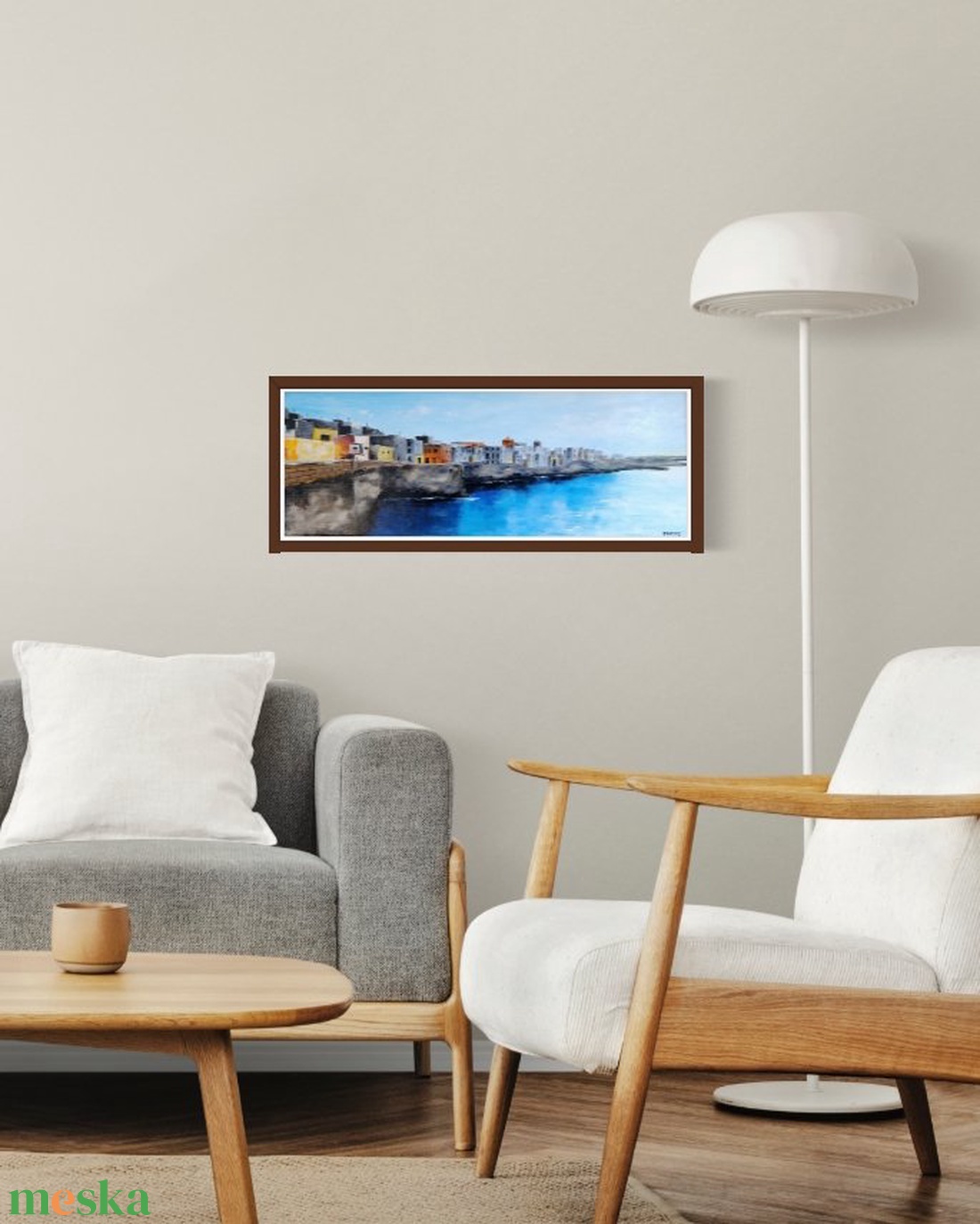 Sziklaparti kisváros című festmény - művészet - festmény - akril - Meska.hu