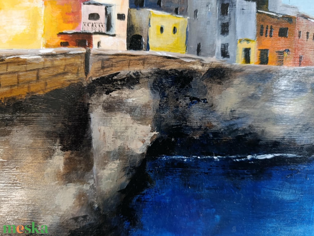 Sziklaparti kisváros című festmény - művészet - festmény - akril - Meska.hu