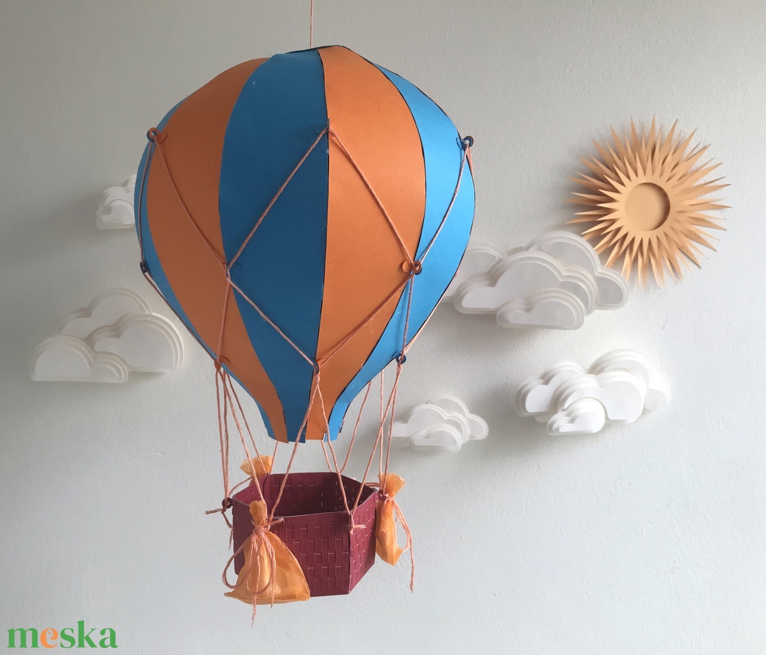 Hőlégballon, papírkivágos gyerekszoba dekoráció, otthon nyomtatható sablon, PDF fájlok - kellékek & szerszámok - szerszámok, eszközök - sablonok - Meska.hu
