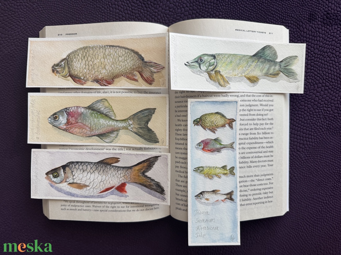 Egyedi akvarell könyvjelzők - Halak  - könyv & zene - könyvjelző - Meska.hu