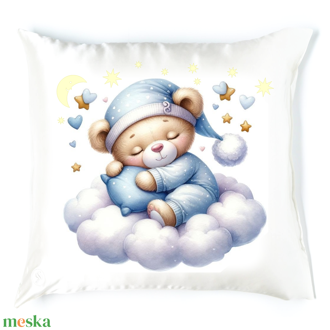 Macis alvós párna 1 - baba - mama - babaszoba dekoráció - gyerek díszpárna - Meska.hu