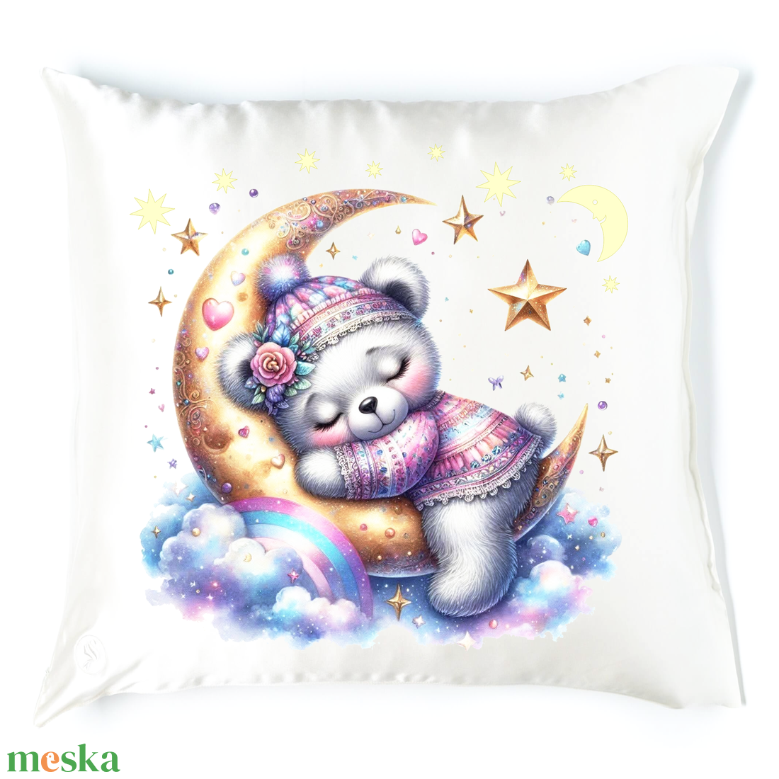 Macis alvós párna 2 - baba - mama - babaszoba dekoráció - gyerek díszpárna - Meska.hu