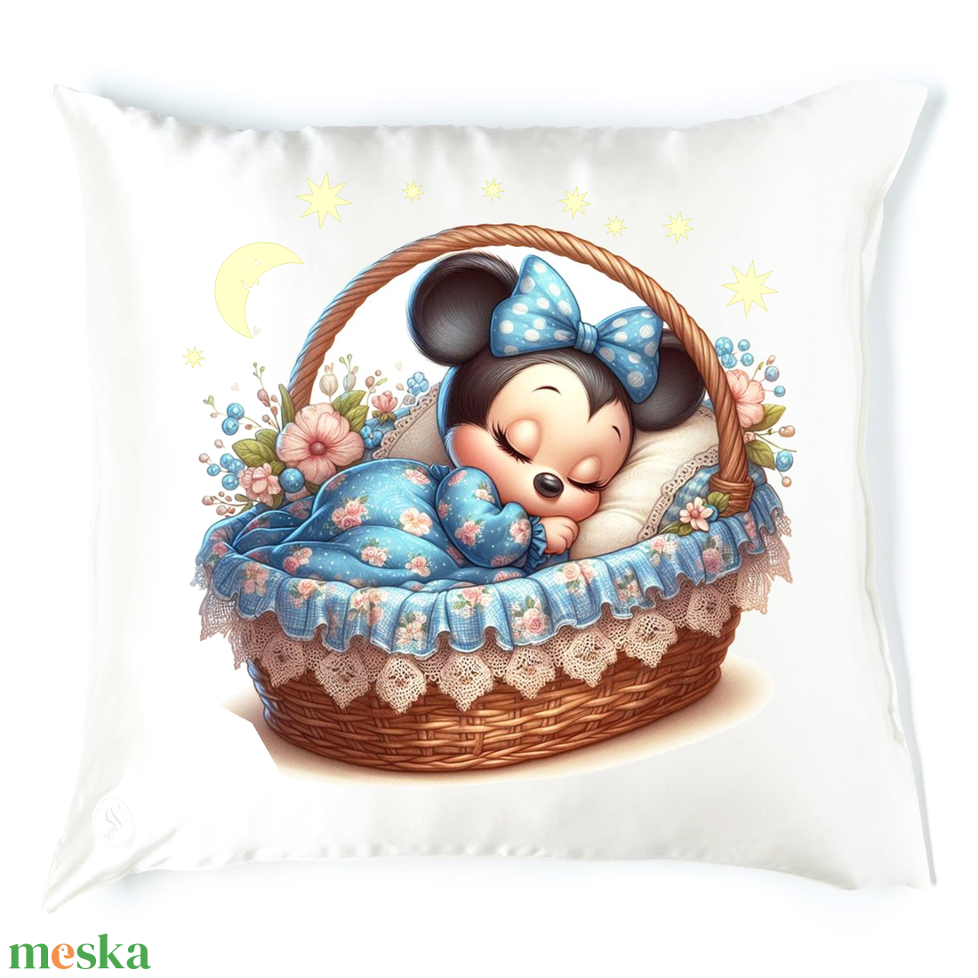 Egérke alvós párna 2 - baba - mama - babaszoba dekoráció - gyerek díszpárna - Meska.hu