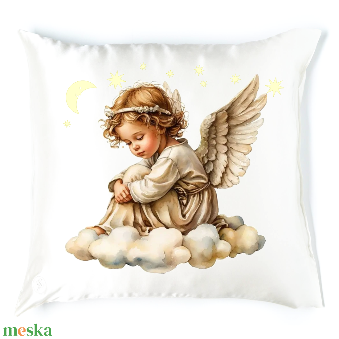 Angyalkás alvós párna 1 - baba - mama - babaszoba dekoráció - gyerek díszpárna - Meska.hu