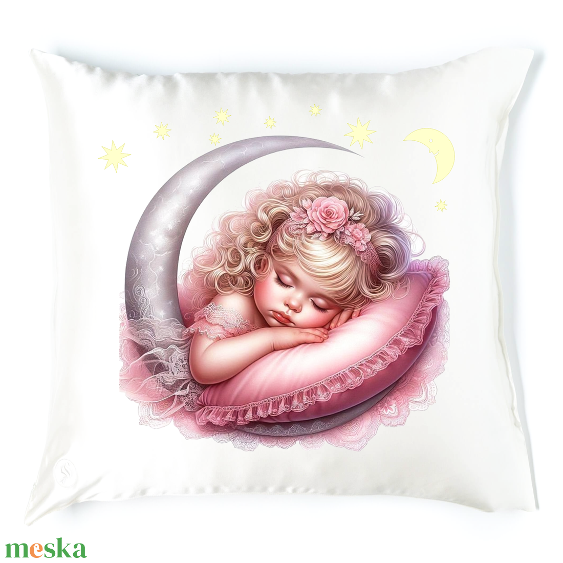 Angyalkás alvós párna 3 - baba - mama - babaszoba dekoráció - gyerek díszpárna - Meska.hu