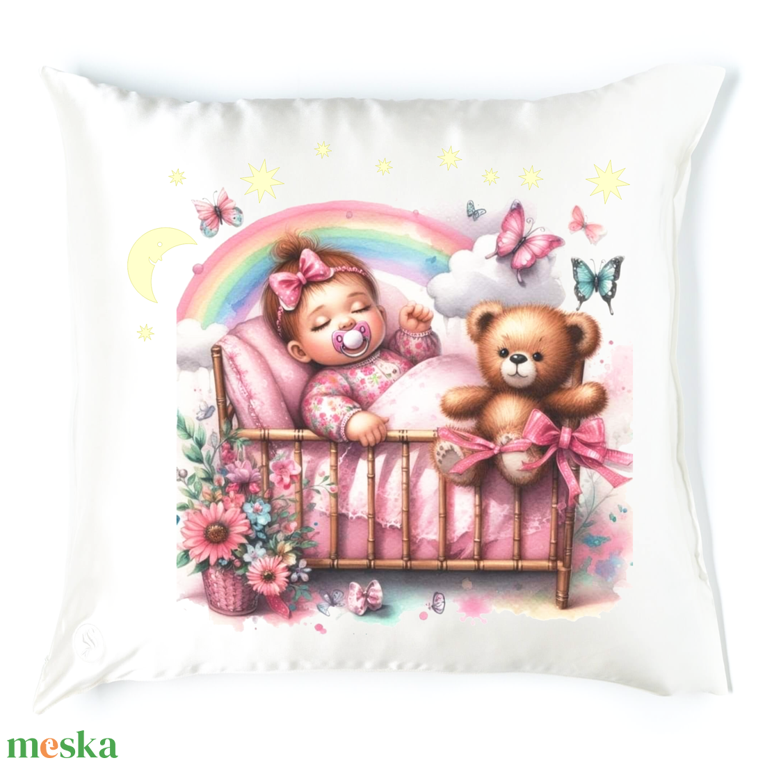 Macis alvós párna 8 - baba - mama - babaszoba dekoráció - gyerek díszpárna - Meska.hu