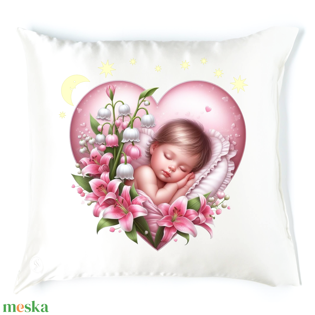 Virágos alvós babás párna 2 - baba - mama - babaszoba dekoráció - gyerek díszpárna - Meska.hu