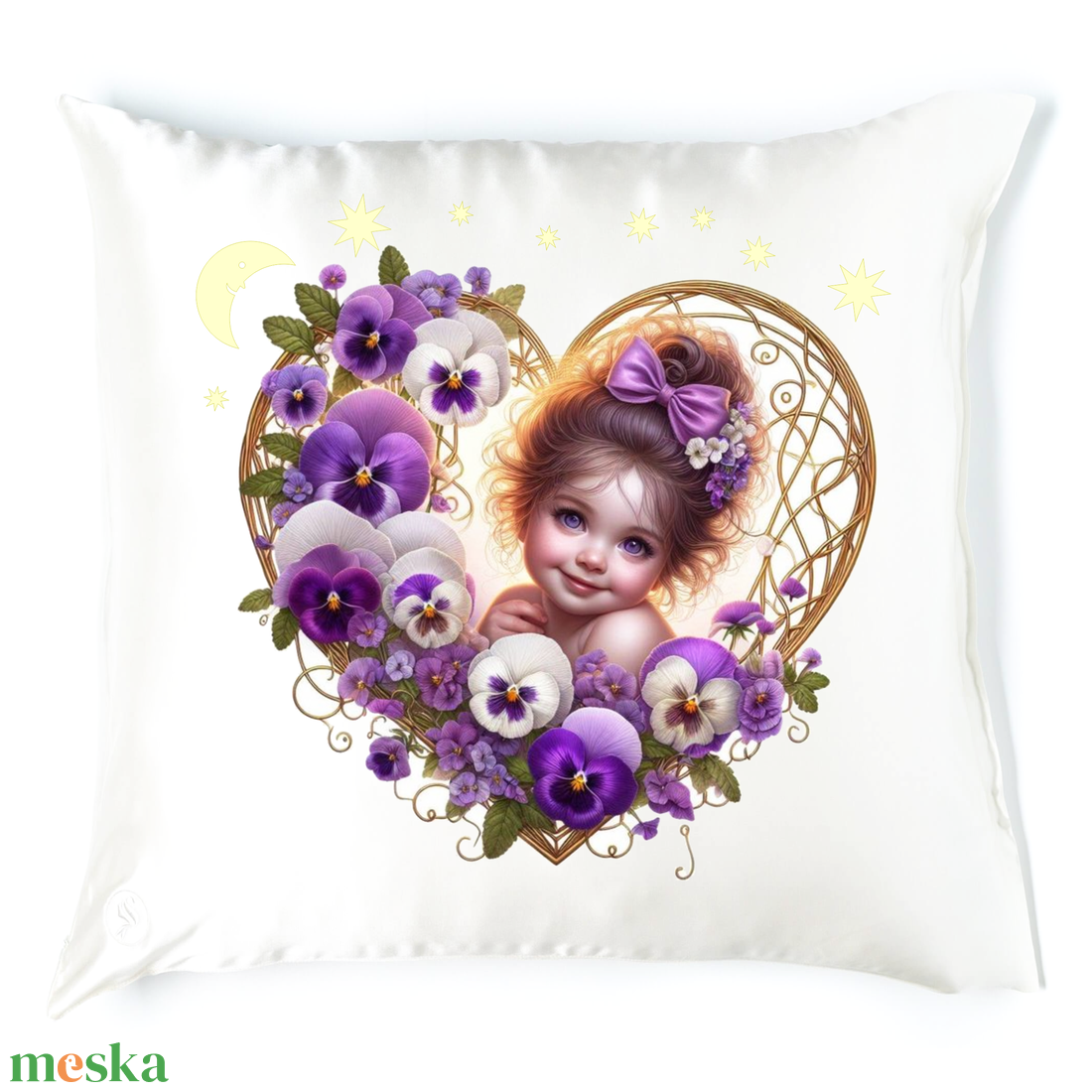 Virágos alvós babás párna 4 - baba - mama - babaszoba dekoráció - gyerek díszpárna - Meska.hu