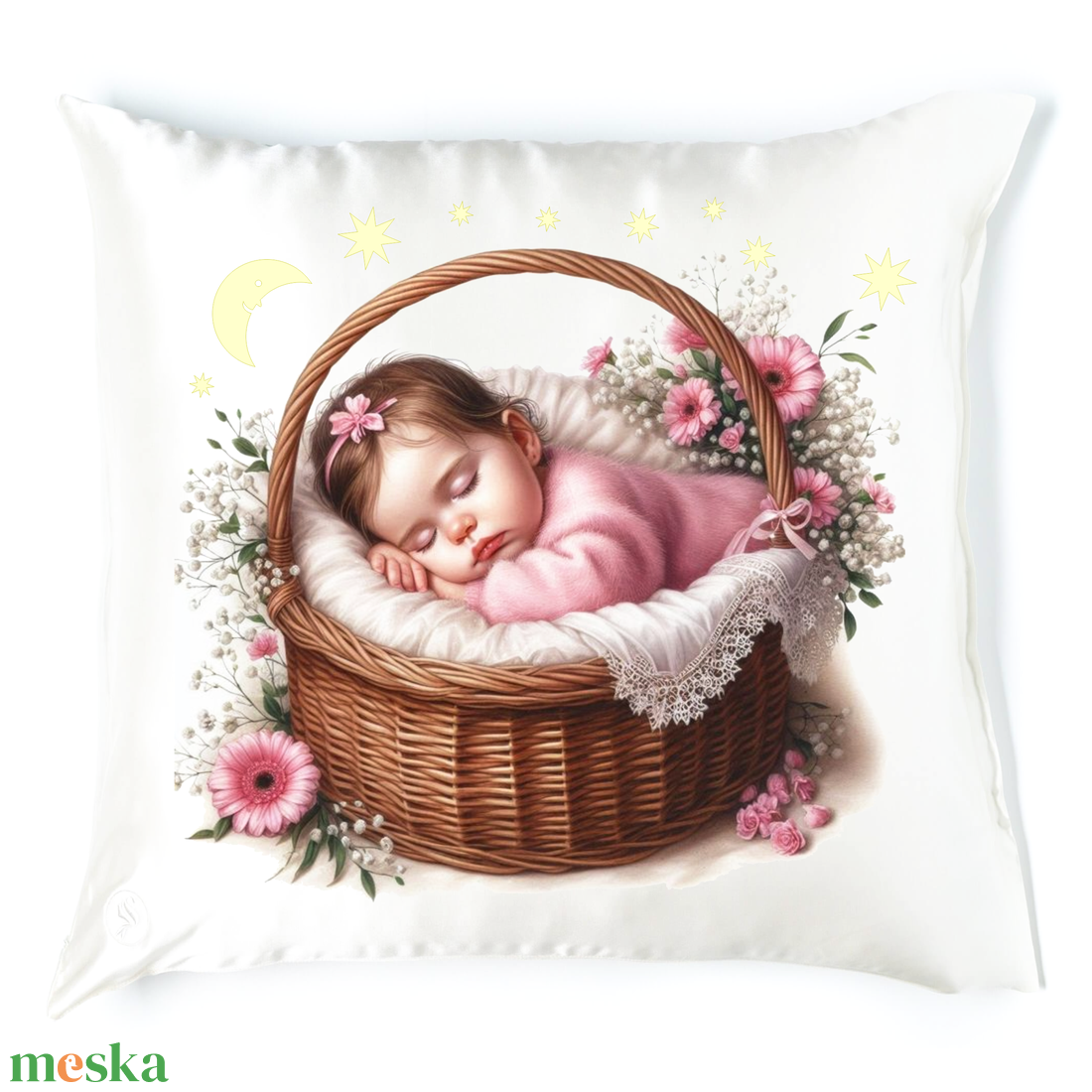 Virágos alvós babás párna 1 - baba - mama - babaszoba dekoráció - gyerek díszpárna - Meska.hu