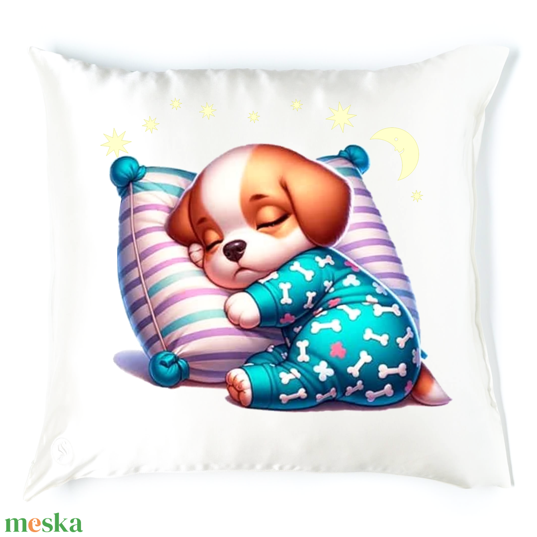 Alvós kutyás cicás párna 1 - baba - mama - babaszoba dekoráció - gyerek díszpárna - Meska.hu
