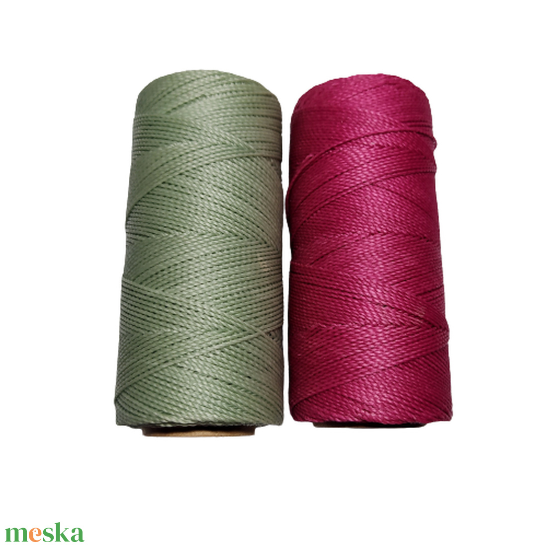 Magenta-zöld makramé fülbevaló - ékszer - fülbevaló - lógó fülbevaló - Meska.hu