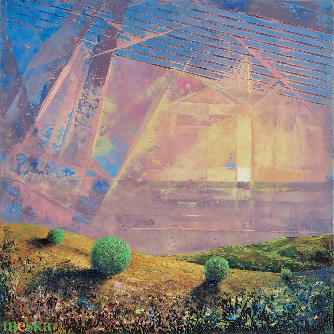 Időtlenség - Absztrakt tájkép, olajfestmény keretezve, akasztóval - azonnal falra akasztható. - művészet - festmény - olajfestmény - Meska.hu