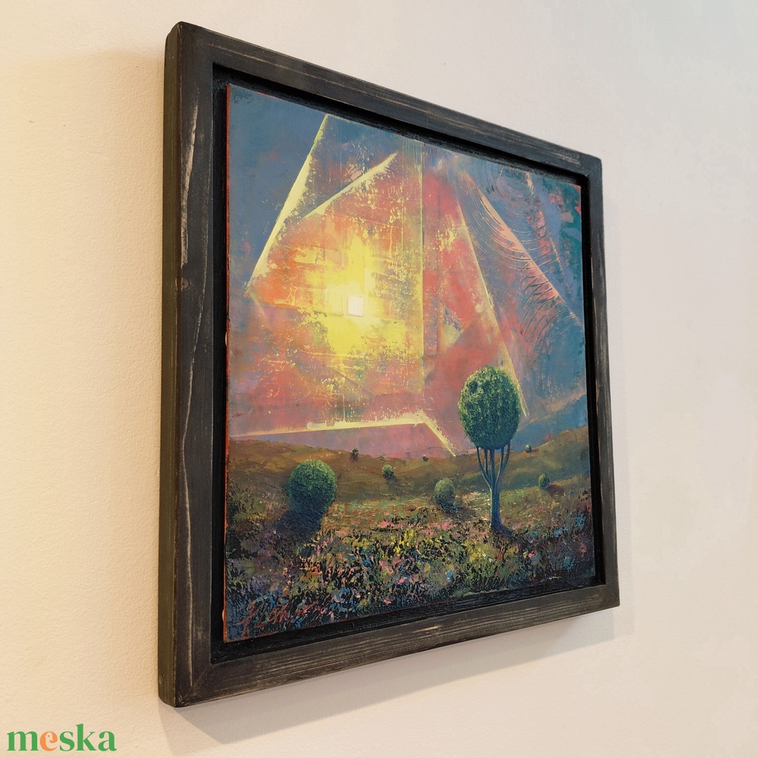 Fénykapu - Absztrakt tájkép, olajfestmény keretezve, akasztóval - azonnal falra akasztható. - művészet - festmény - olajfestmény - Meska.hu